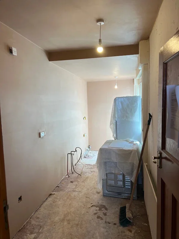 Room skimmed with what was left in it sheeted over rather than moved out